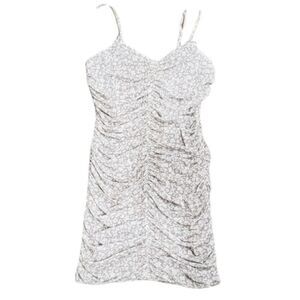 Le Lis Nude Ruched Floral Chiffon Mini Slip Dress M